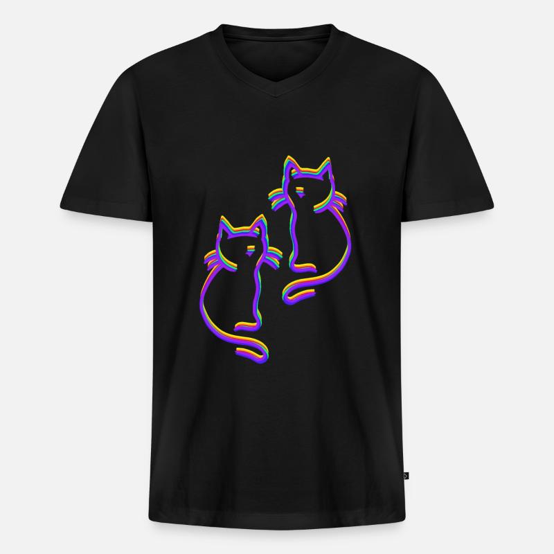 Regenbogen Katzen LGBT - Männer Premium Bio T-Shirt mit V-Ausschnitt - Schwarz