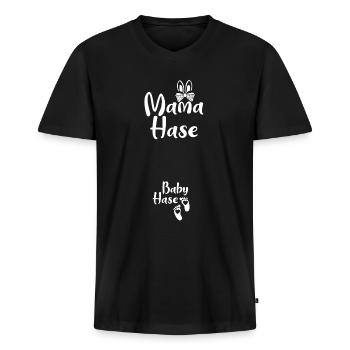 Ostern Schwanger Outfit Ankündigen Großeltern - Männer Premium Bio T-Shirt mit V-Ausschnitt - Schwarz - Vorne - Nico (187cm)
