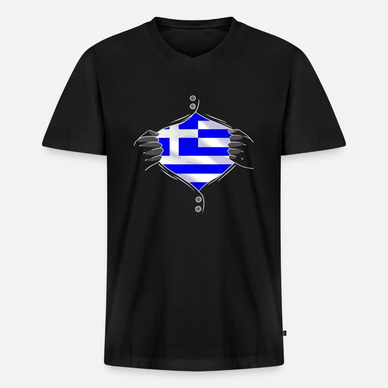 Greece flag proud - Männer Premium Bio T-Shirt mit V-Ausschnitt - Schwarz