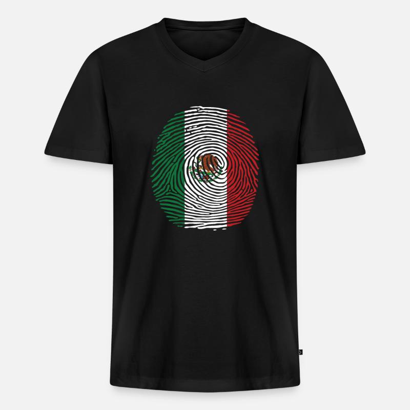 mexico flag fingerprint - Männer Premium Bio T-Shirt mit V-Ausschnitt - Schwarz