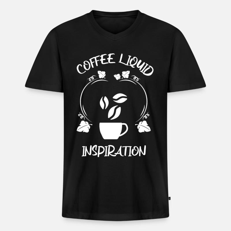 Kaffee Espresso Käffchen - Männer Premium Bio T-Shirt mit V-Ausschnitt - Schwarz
