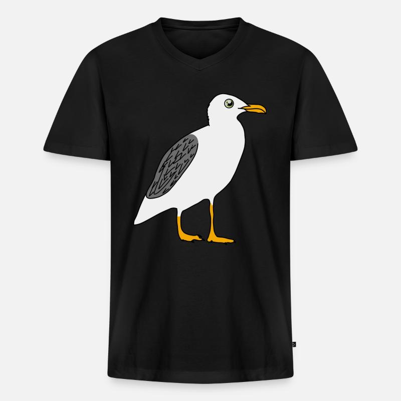 Möwe - Männer Premium Bio T-Shirt mit V-Ausschnitt - Schwarz