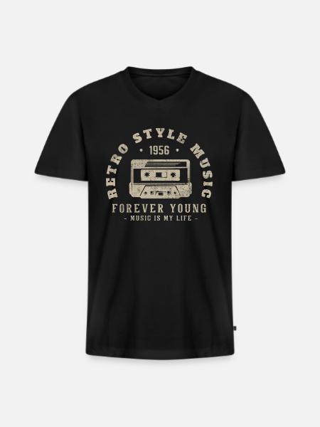 Retro 1956 Födelsedagspresent 1956 Årgång 1956 - Ekologisk premium-T-shirt med V-ringning herr - svart