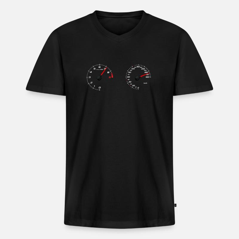 Tacho - Männer Premium Bio T-Shirt mit V-Ausschnitt - Schwarz