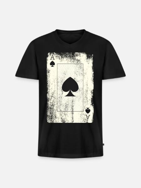 Poker Ass - Männer Premium Bio T-Shirt mit V-Ausschnitt - Schwarz