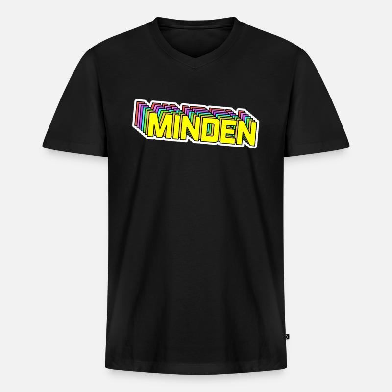 Minden - Männer Premium Bio T-Shirt mit V-Ausschnitt - Schwarz
