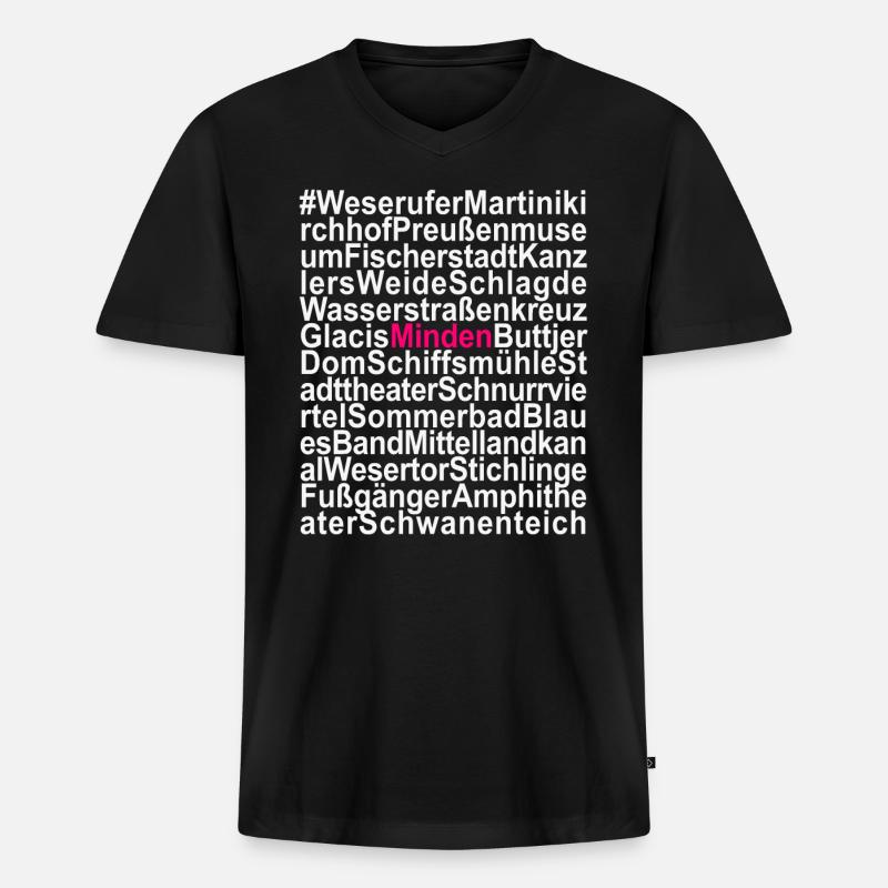 Minden - Männer Premium Bio T-Shirt mit V-Ausschnitt - Schwarz