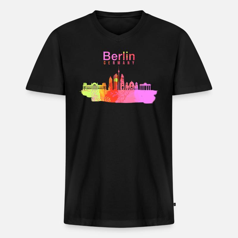 Berlin Deutschland - Männer Premium Bio T-Shirt mit V-Ausschnitt - Schwarz