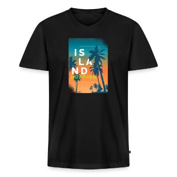 Island hopping - Men's Premium Organic T-shirt with V-neck - black - Front - Nico (187cm)