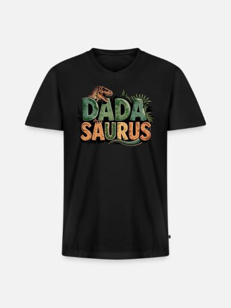 Dinosaur Dad Saurus Gift Dad - Men's Premium Organic T-shirt with V-neck - black