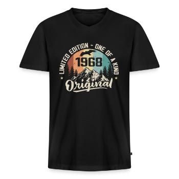 1968 Original Vintage 1968 Jubiläumsgeschenk - Männer Premium Bio T-Shirt mit V-Ausschnitt - Schwarz - Vorne - Nico (187cm)