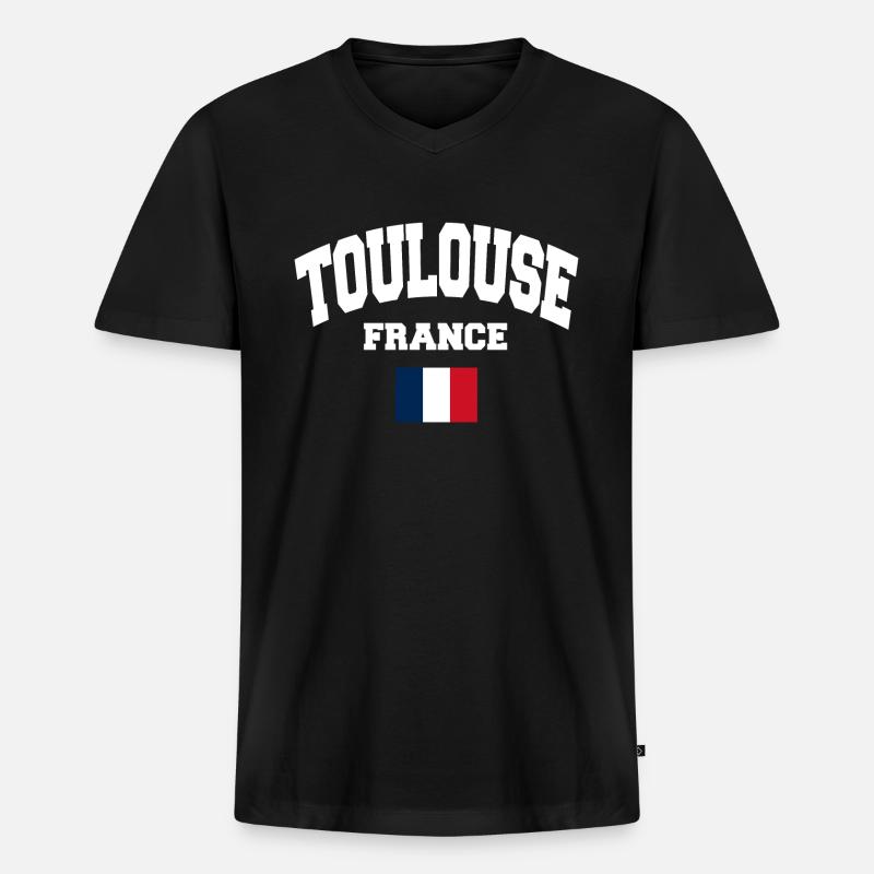 Toulouse - Männer Premium Bio T-Shirt mit V-Ausschnitt - Schwarz