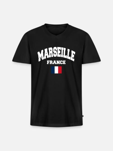 Marseille - Men's Premium Organic T-shirt with V-neck - black