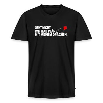 Drachensteigen - Männer Premium Bio T-Shirt mit V-Ausschnitt - Schwarz - Vorne - Nico (187cm)