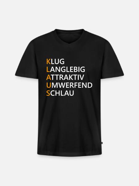 Klaus Name Geschenk - Männer Premium Bio T-Shirt mit V-Ausschnitt - Schwarz