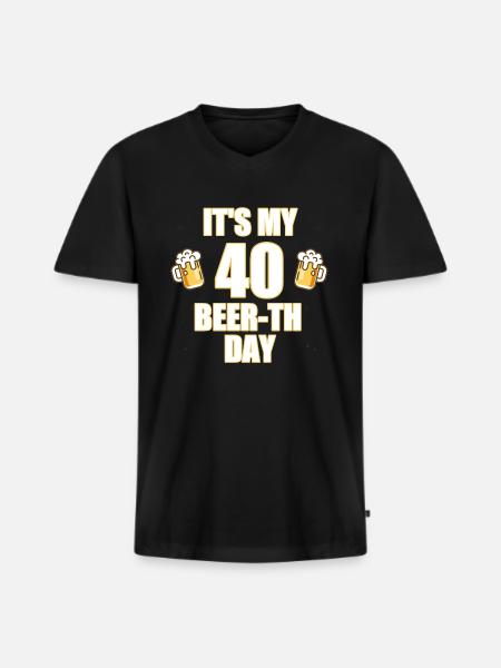 40e cadeau d'anniversaire - T-shirt encolure en V Premium bio Homme - noir