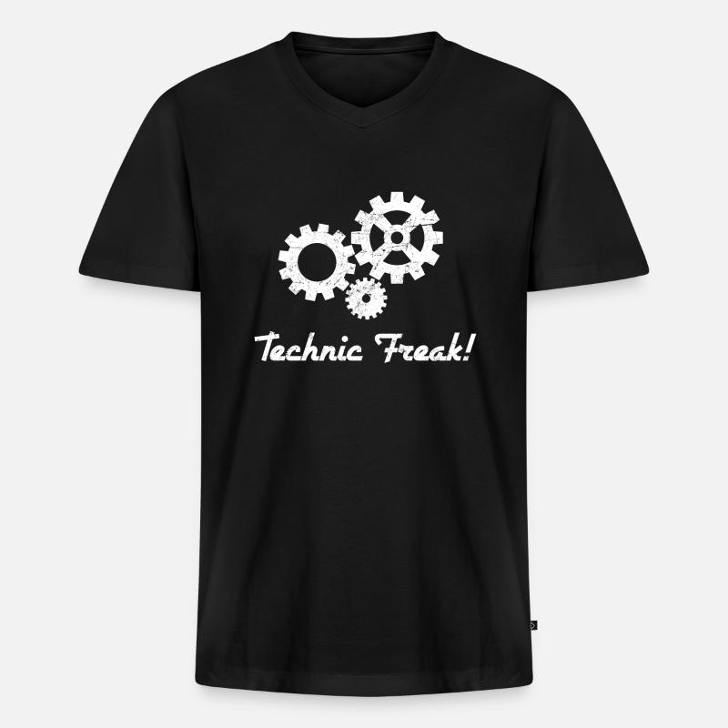 Techniker - Männer Premium Bio T-Shirt mit V-Ausschnitt - Schwarz
