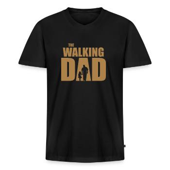 The Walking Dad - Männer Premium Bio T-Shirt mit V-Ausschnitt - Schwarz - Vorne - Nico (187cm)