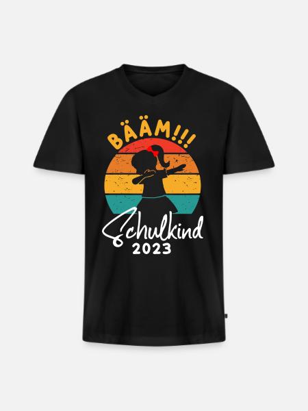 BÄÄM SCHULKIND 2023 - Männer Premium Bio T-Shirt mit V-Ausschnitt - Schwarz