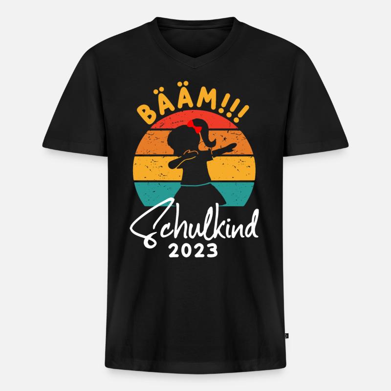 BÄÄM SCHULKIND 2023 - Männer Premium Bio T-Shirt mit V-Ausschnitt - Schwarz