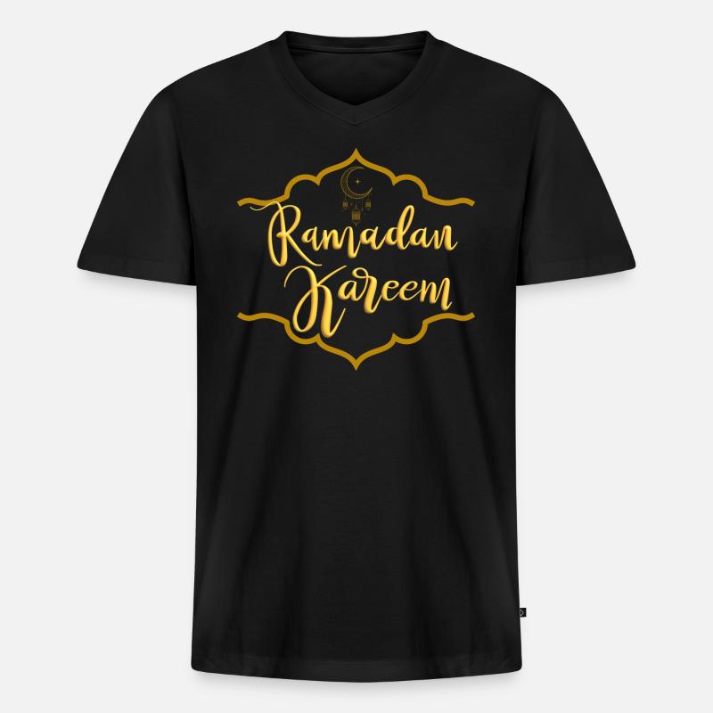 Ramadan Kareem Golden Logo - Männer Premium Bio T-Shirt mit V-Ausschnitt - Schwarz