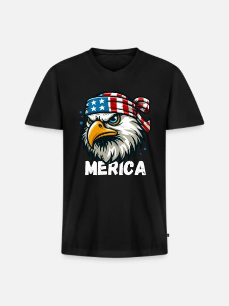 America Eagle USA Independence Day United States - Premium økologisk T-shirt med V-hals til mænd - sort