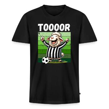 Fußball Fußballfan Schiri Elfmeter Fußballplatz - Männer Premium Bio T-Shirt mit V-Ausschnitt - Schwarz - Vorne - Nico (187cm)