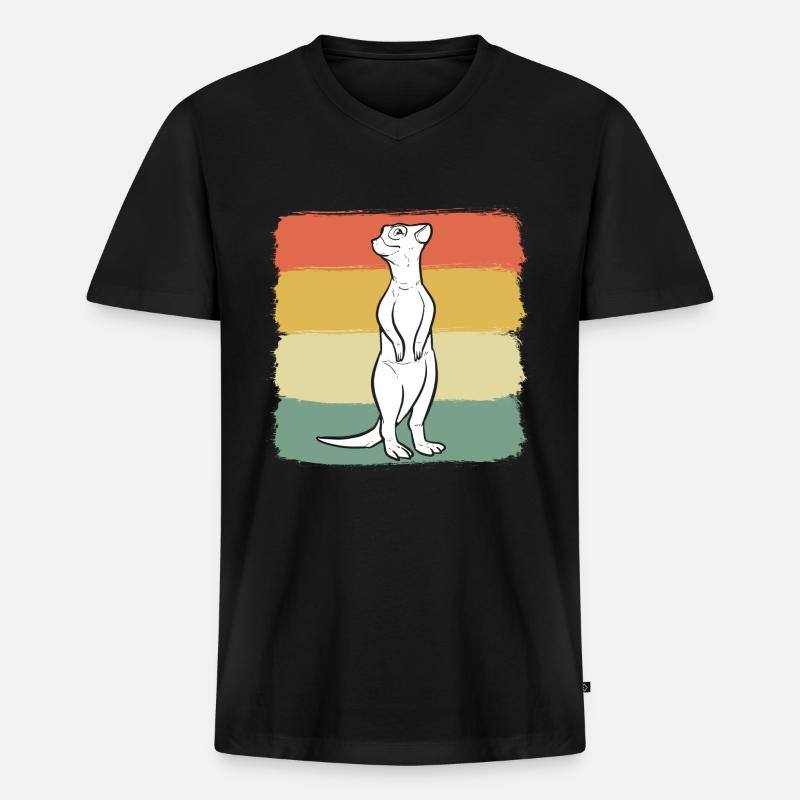 Erdmännchen - Männer Premium Bio T-Shirt mit V-Ausschnitt - Schwarz