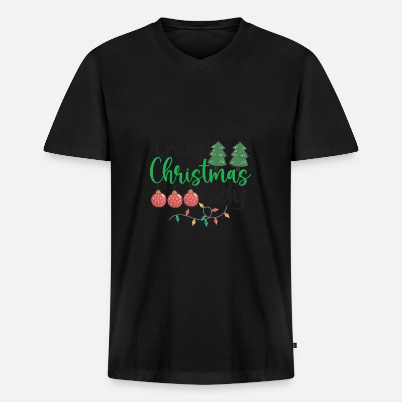 crazy Christmas lady - Männer Premium Bio T-Shirt mit V-Ausschnitt - Schwarz