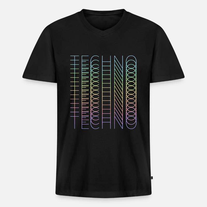 techno techno techno - Männer Premium Bio T-Shirt mit V-Ausschnitt - Schwarz