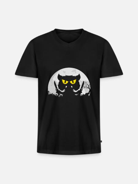 Cat saying gift Halloween - Men's Premium Organic T-shirt with V-neck - black