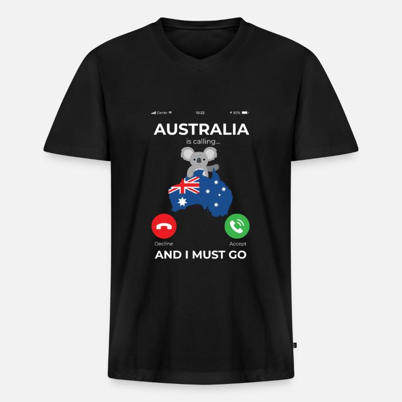 Australien is Calling Urlaub Geschenk - Männer Premium Bio T-Shirt mit V-Ausschnitt - Schwarz