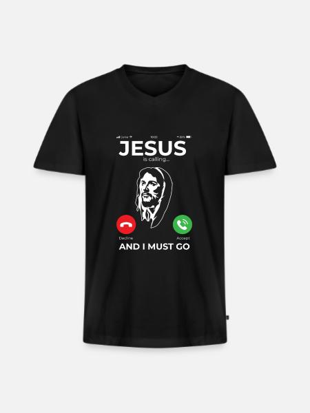 Jesus Catholic Christian Gift - Men's Premium Organic T-shirt with V-neck - black