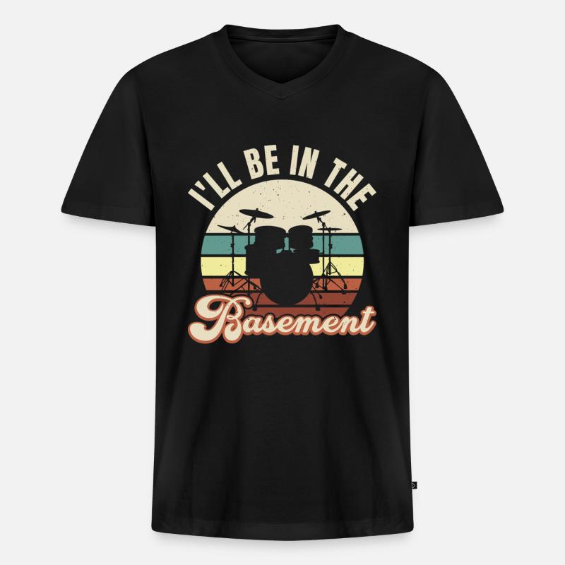 ICH WERDE IM KELLER SEIN - Männer Premium Bio T-Shirt mit V-Ausschnitt - Schwarz