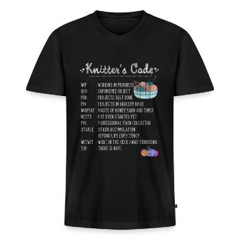 Nähen Handarbeit Wolle Garn Häkeln Stricken - Männer Premium Bio T-Shirt mit V-Ausschnitt - Schwarz - Vorne - Nico (187cm)