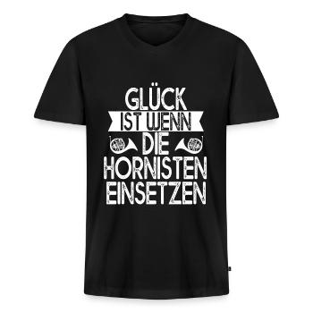 Horn Musik Hornist Waldhornspieler Hornisten - Männer Premium Bio T-Shirt mit V-Ausschnitt - Schwarz - Vorne - Nico (187cm)