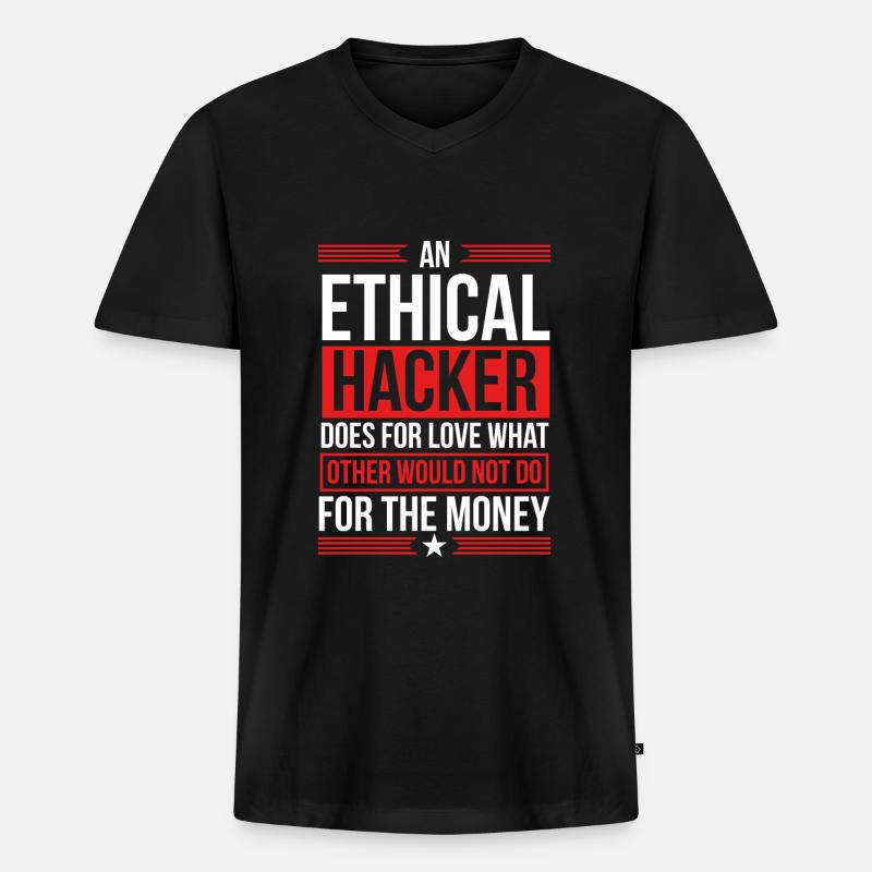 Ethical Hacking Cybersecurity Security Hacker - Männer Premium Bio T-Shirt mit V-Ausschnitt - Schwarz