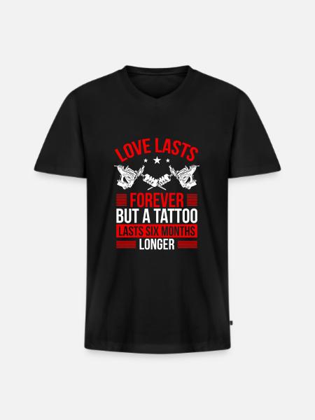 Tattooist Tattos vare længere end Tattoo Artist - Premium økologisk T-shirt med V-hals til mænd - sort