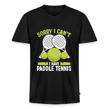 Paddle Tennis Team Sorry I cant I have PaddlePaddl - Männer Premium Bio T-Shirt mit V-Ausschnitt - Schwarz - Vorne - Nico (187cm)