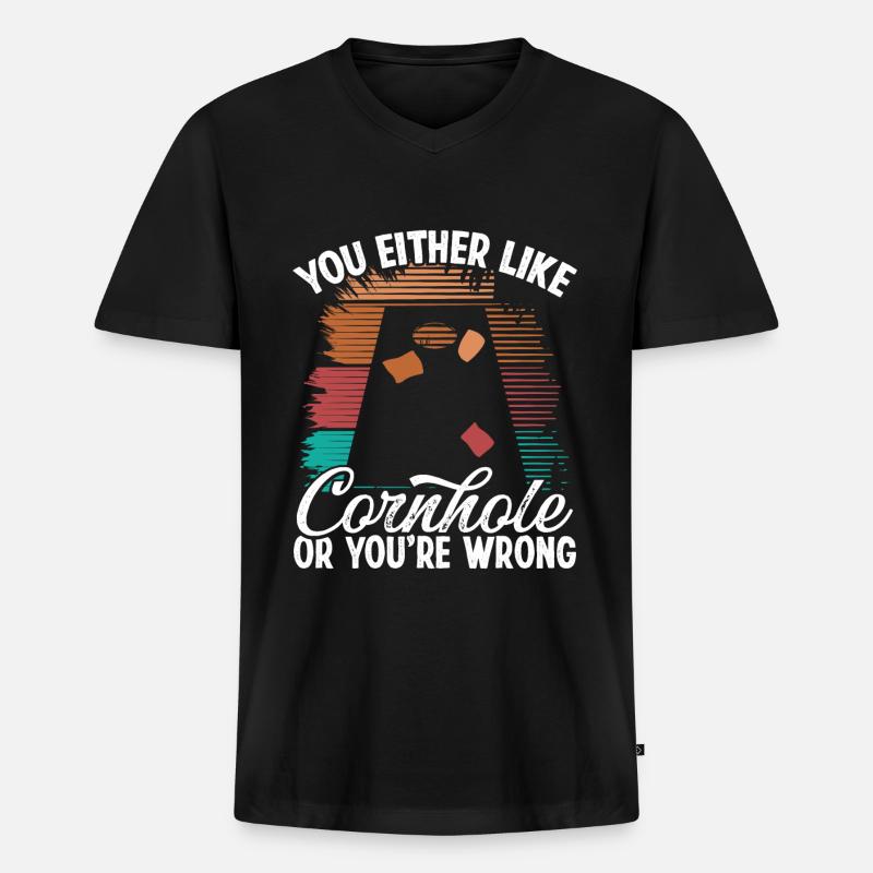 Cornhole Player or youre wrong Cornhole TeamCornh - Männer Premium Bio T-Shirt mit V-Ausschnitt - Schwarz