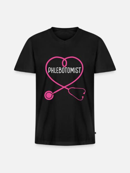 Phlebotomist Stethoscope Appreciation Heart - Men's Premium Organic T-shirt with V-neck - black
