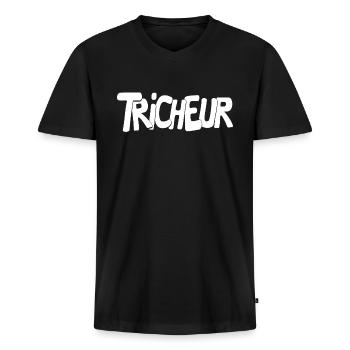 Tricheur - T-shirt encolure en V Premium bio Homme - noir - Devant - Nico (187cm)
