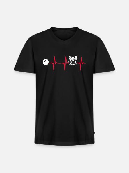 Heart beat bowling - Men's Premium Organic T-shirt with V-neck - black