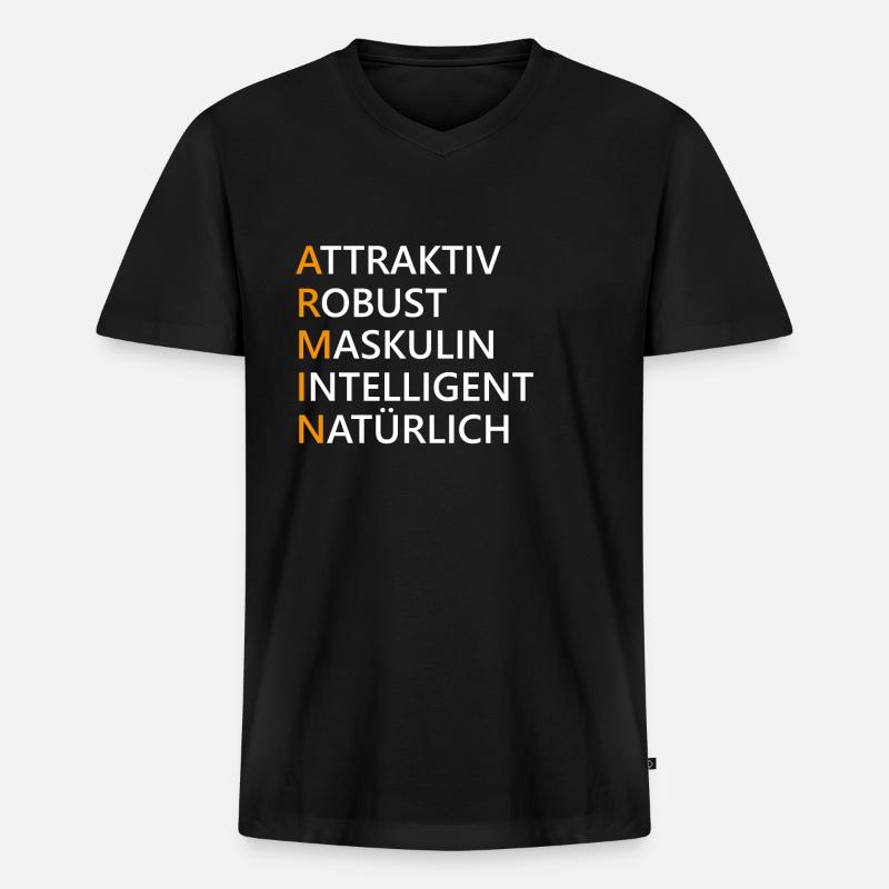 Armin Name Geschenk - Männer Premium Bio T-Shirt mit V-Ausschnitt - Schwarz