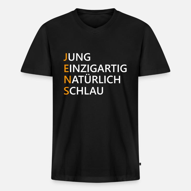 Jens Name Geschenk - Männer Premium Bio T-Shirt mit V-Ausschnitt - Schwarz