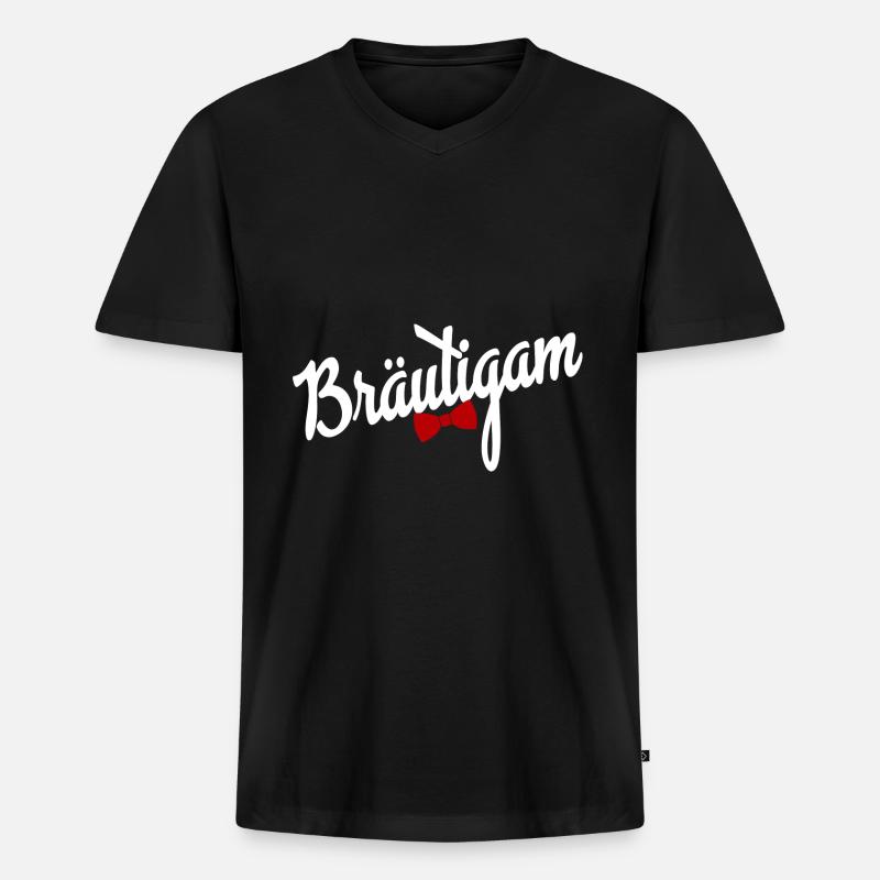 Bräutigam - Männer Premium Bio T-Shirt mit V-Ausschnitt - Schwarz