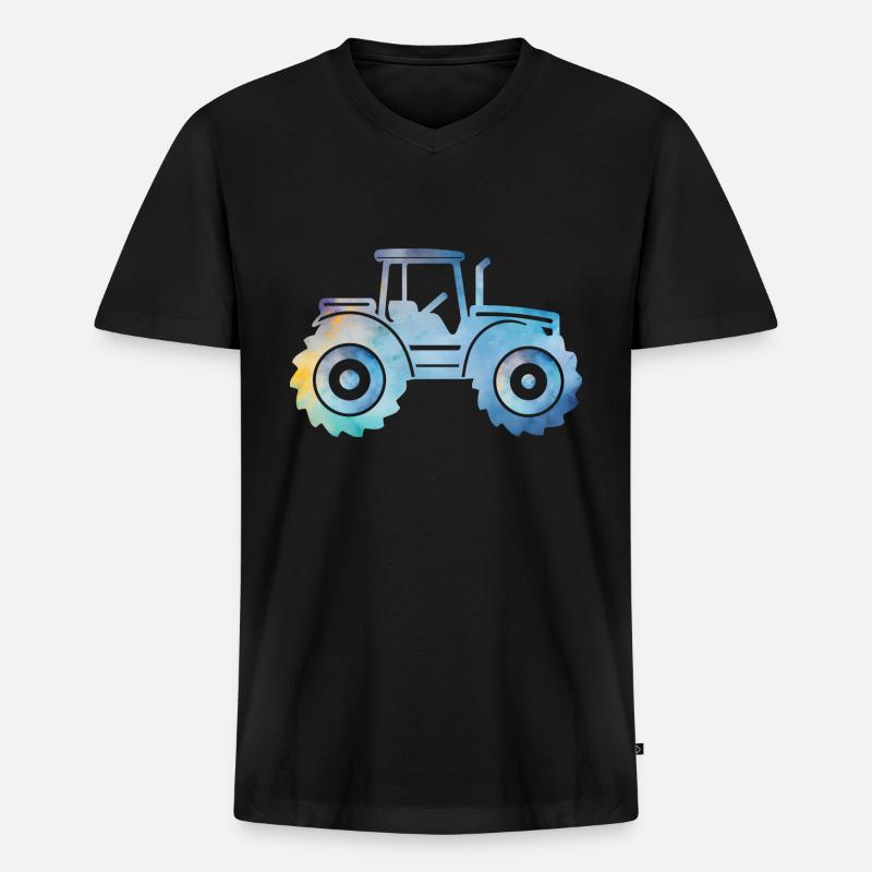 Traktor - Männer Premium Bio T-Shirt mit V-Ausschnitt - Schwarz
