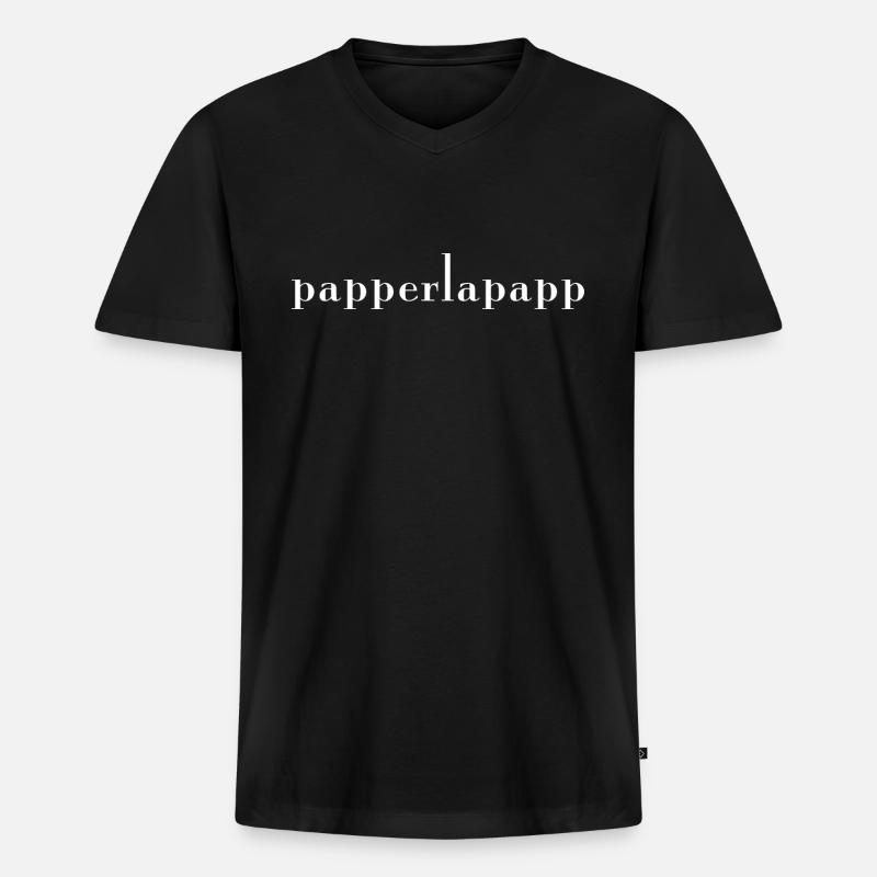 papperlapapp Ruhrdeutsch - Männer Premium Bio T-Shirt mit V-Ausschnitt - Schwarz