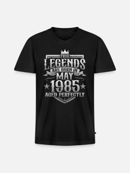 May Born 1985 Legends Birthday - Men's Premium Organic T-shirt with V-neck - black