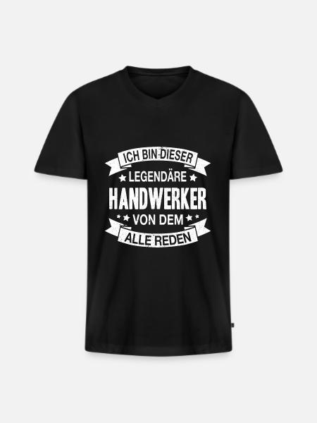 Handwerker Legendär Spruch - Männer Premium Bio T-Shirt mit V-Ausschnitt - Schwarz